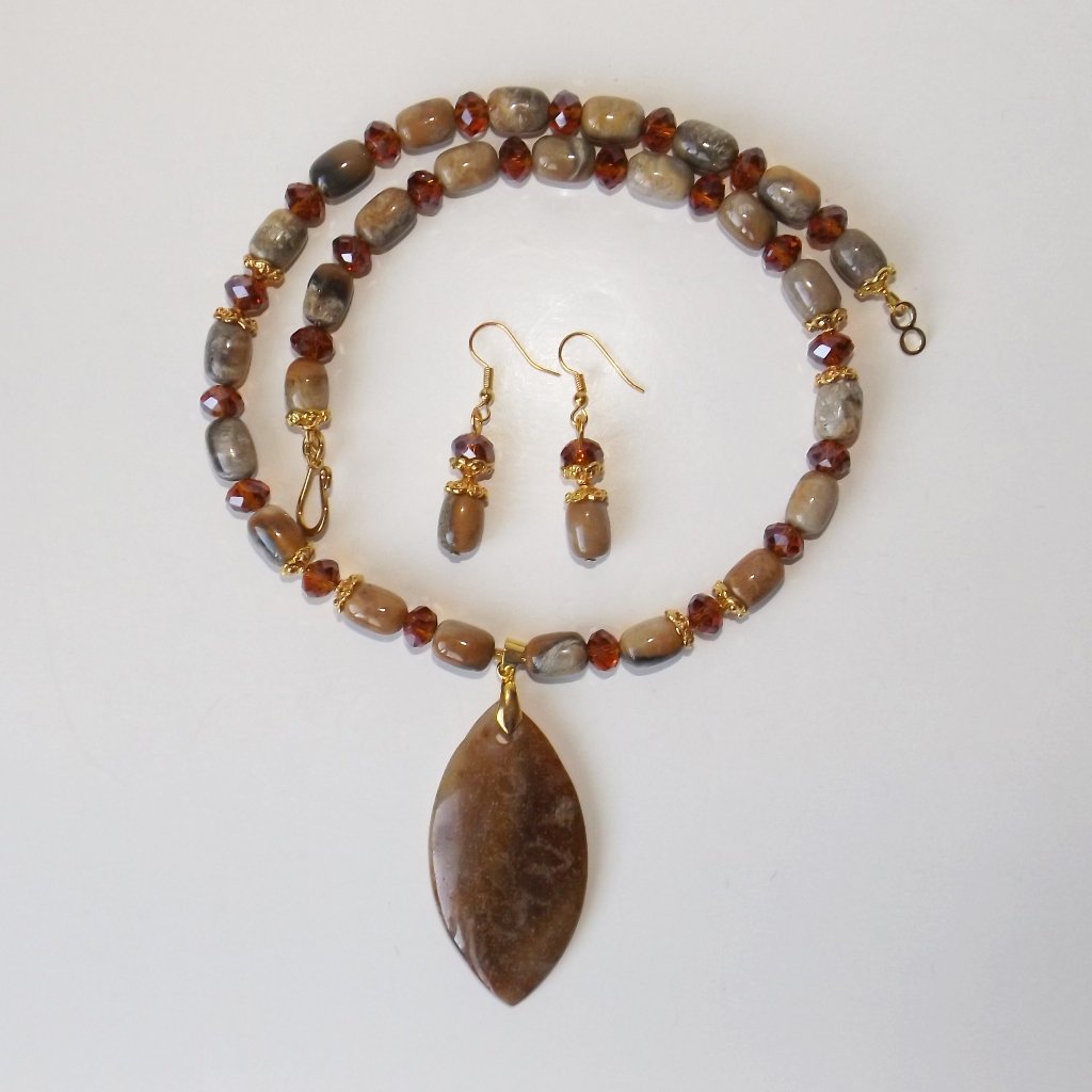 Natural Coral Fossil Jewelry Set 1014